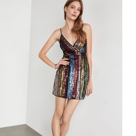 sequin faux wrap dress